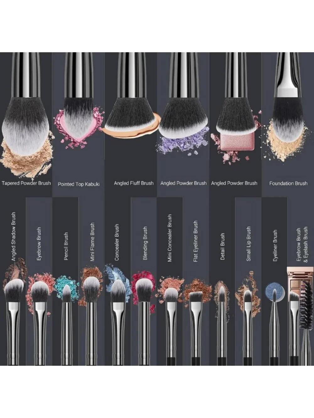 18-Piece Makeup Brush Set with Travel Case - Premium Blending, Foundation
